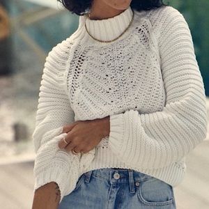 Free People Cotton Ivory Sweetheart Sweater Medium
